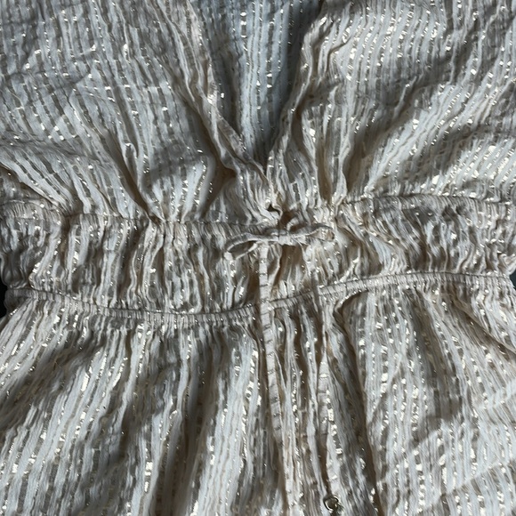 Victoria’s Secret Shine Striped Romper Cover Up peach rose gold metallic low cut - Picture 8 of 12